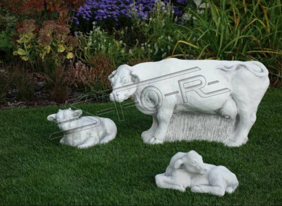 Garden cow decoration stone figure terrace decor statue white natural sculpture